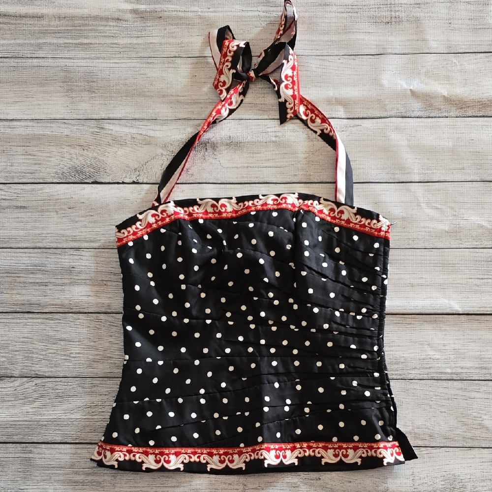 White House Black Market Black and White Polka Dot Camisole